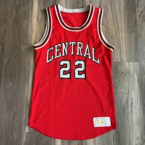 Vintage 1970s Russell Athletic Basketball Jersey Size S 38 Central Red